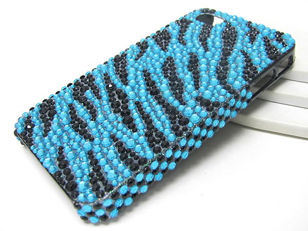 Zebra pattern glittering cellphone case - hard case for apple iphone 4 or 4s