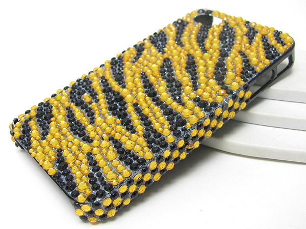 Zebra pattern glittering cellphone case - hard case for apple iphone 4 or 4s 
