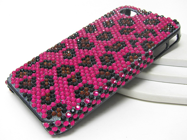 Leopard pattern glittering cellphone case - hard case for apple iphone 4 or 4s