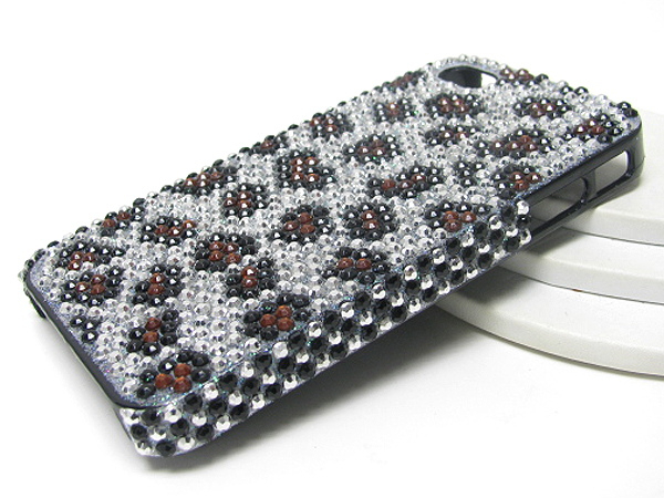 Leopard pattern glittering cellphone case - hard case for apple iphone 4 or 4s 