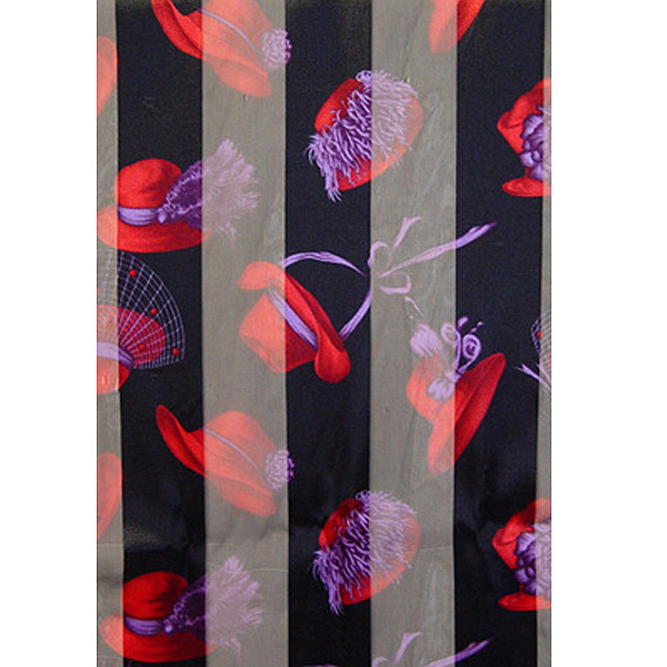 Red hats theme satin stripe print scarf - 13x60 inch - 100% polyester