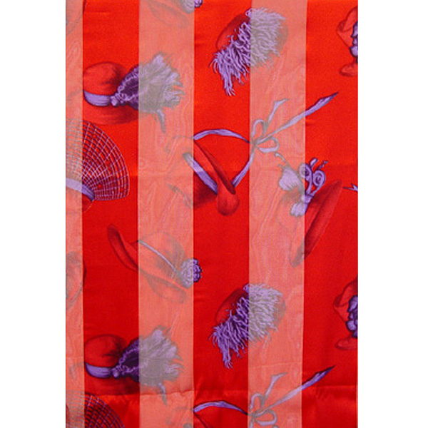 Red hats theme satin stripe print scarf - 13x60 inch - 100% polyester