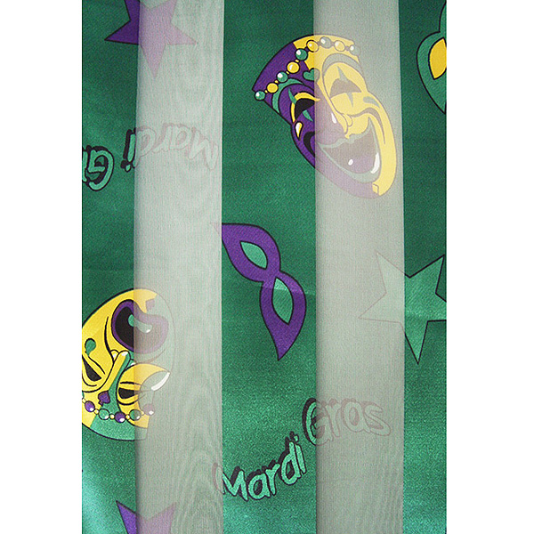 Mardi gras theme satin stripe print scarf - 13x60 inch - 100% polyester