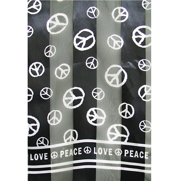 Peace theme satin stripe print scarf - 13x60 inch - 100% polyester