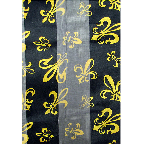 Fleur de lis theme satin stripe print scarf - 13x60 inch - 100% polyester