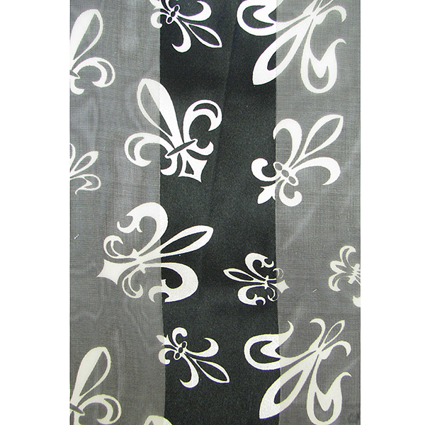 Fleur de lis theme satin stripe print scarf - 13x60 inch - 100% polyester