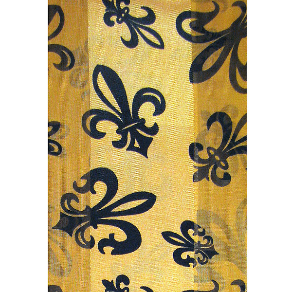 Fleur de lis theme satin stripe print scarf - 13x60 inch - 100% polyester