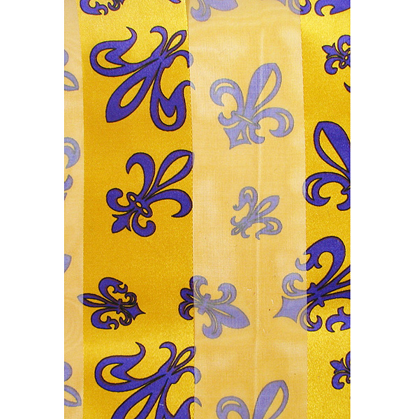 Fleur de lis theme satin stripe print scarf - 13x60 inch - 100% polyester