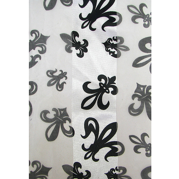 Fleur de lis theme satin stripe print scarf - 13x60 inch - 100% polyester