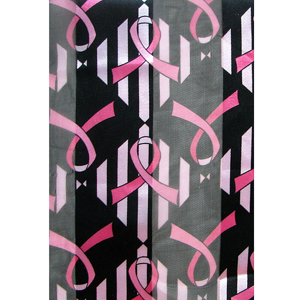 Pink ribbon theme satin stripe print scarf - 13x60 inch - 100% polyester - breast cancer awareness