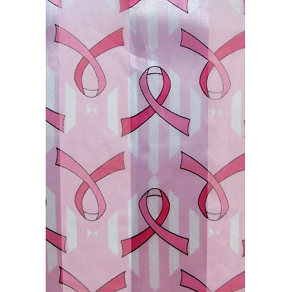 Pink ribbon theme satin stripe print scarf - 13x60 inch - 100% polyester - breast cancer awareness