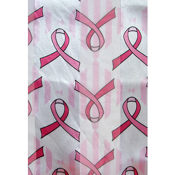 Pink ribbon theme satin stripe print scarf - 13x60 inch - 100% polyester - breast cancer awareness