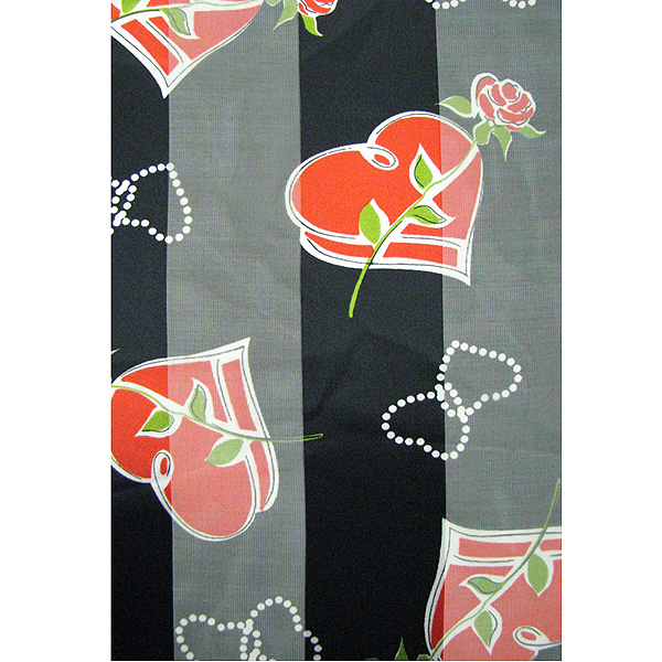 Valentine rose theme satin stripe print scarf - 13x60 inch - 100% polyester