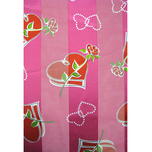 Valentine rose theme satin stripe print scarf - 13x60 inch - 100% polyester