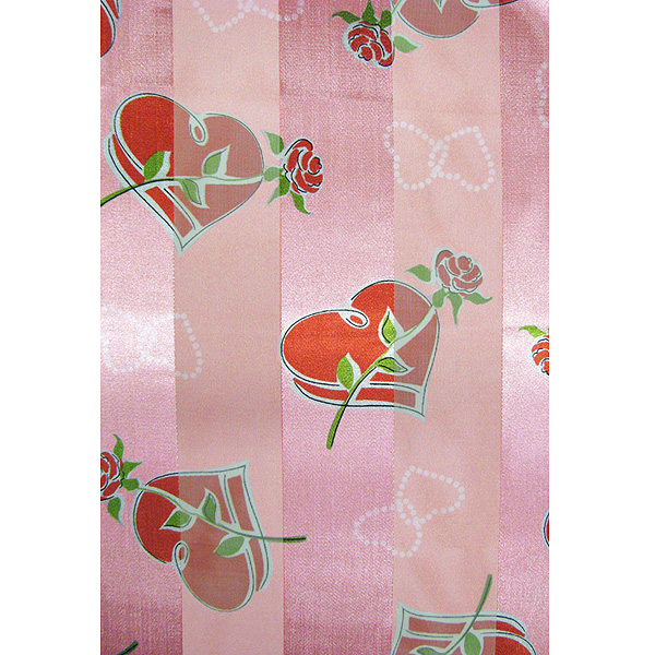 Valentine rose theme satin stripe print scarf - 13x60 inch - 100% polyester