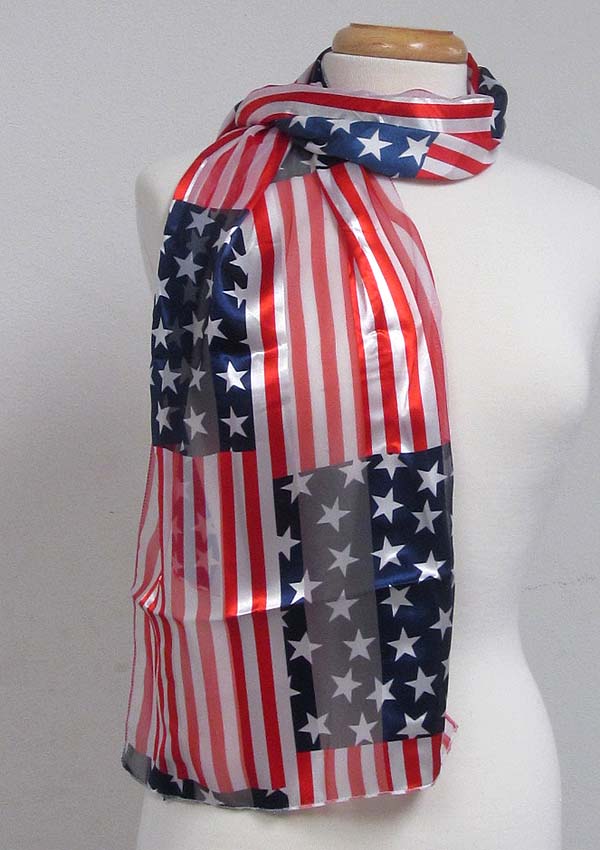 American flag theme satin stripe print sash scarf 100% polyester