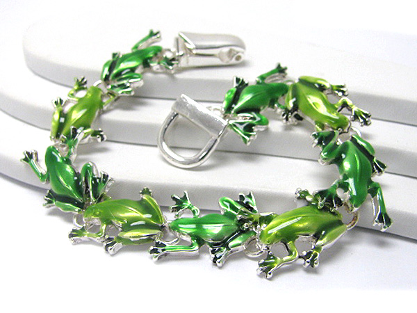 Metal epoxy frog link magnetic clasp bracelet