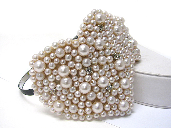 Mixed pearl deco heart accent headband