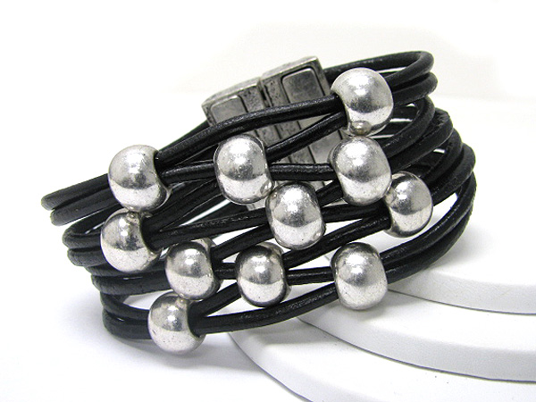 Metal ball and multi strand code magnetic bracelet