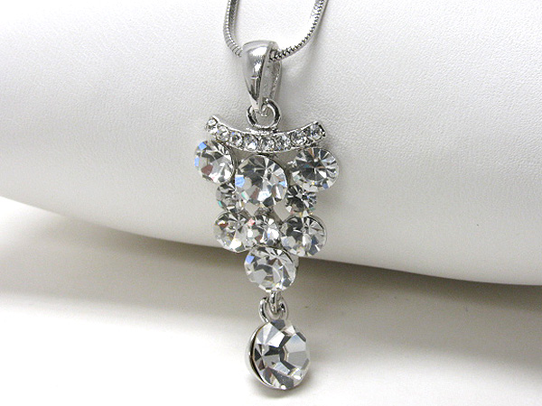 Made in korea whitegold plating crystal cascade drop necklace