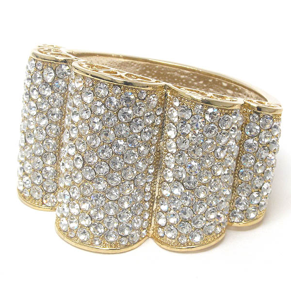 Multi crystal pave hinge bangle bracelet