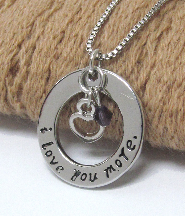 Inspiration message pendant necklace - i love you more