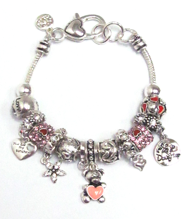 Multi crystal ring love theme bracelet -valentine