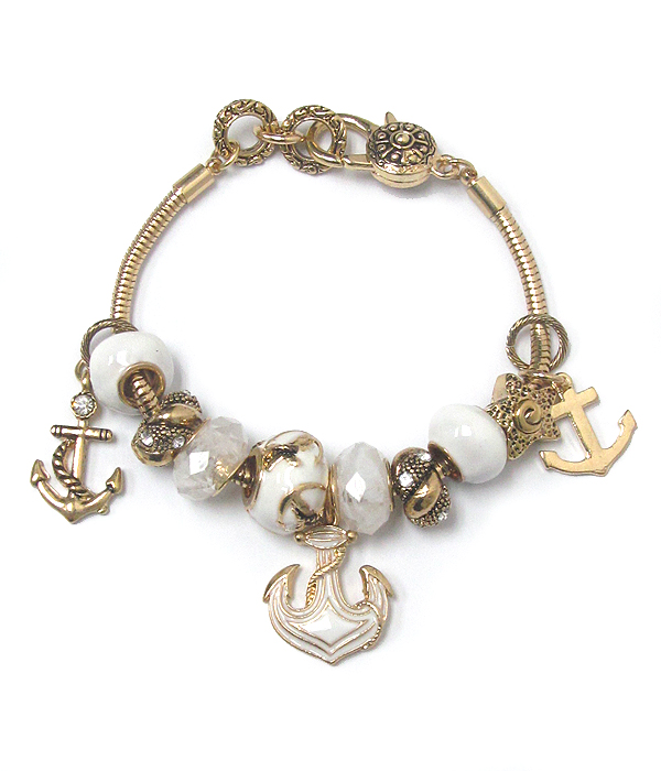 Euro style  anchor charm bracelet