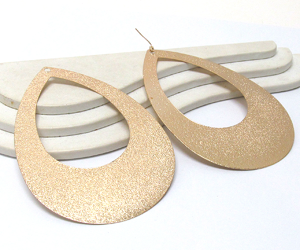 Large sandy metal tear drop earring