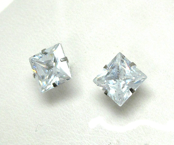 Crystal square surgical steel post earring earring 