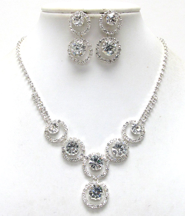 Crystal and rhinestone mix party necklace earring set