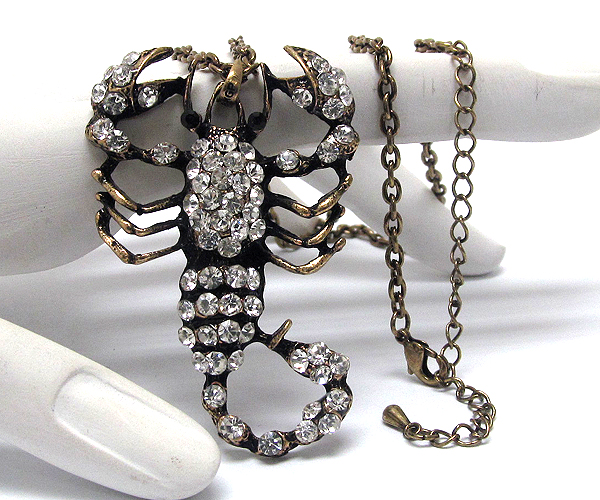 Crystal scorpion pendant chain necklace