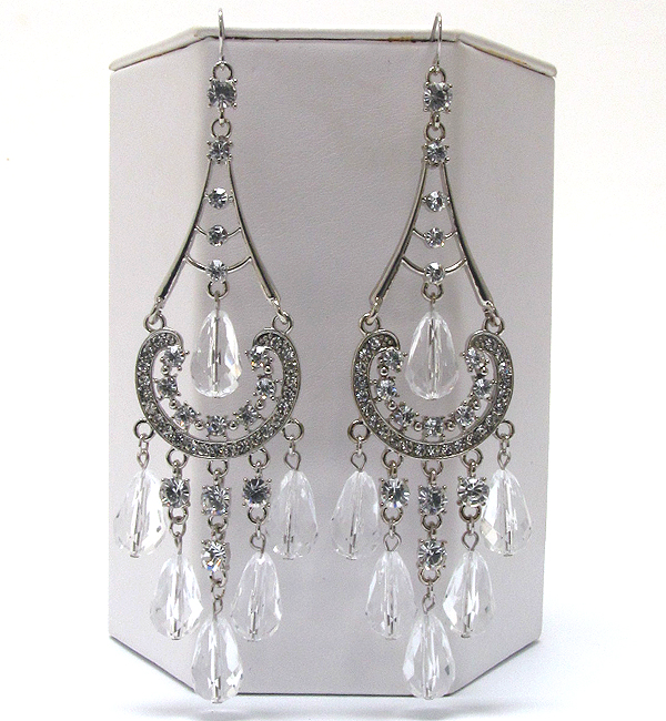 Crystal with multi dangle tear drop glass long earring