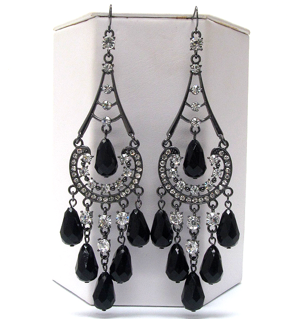 Crystal with multi dangle tear drop glass long earring