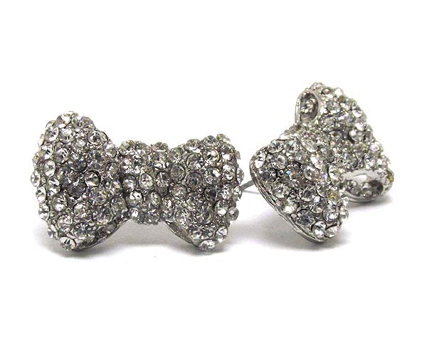 Crystal stud bow earring