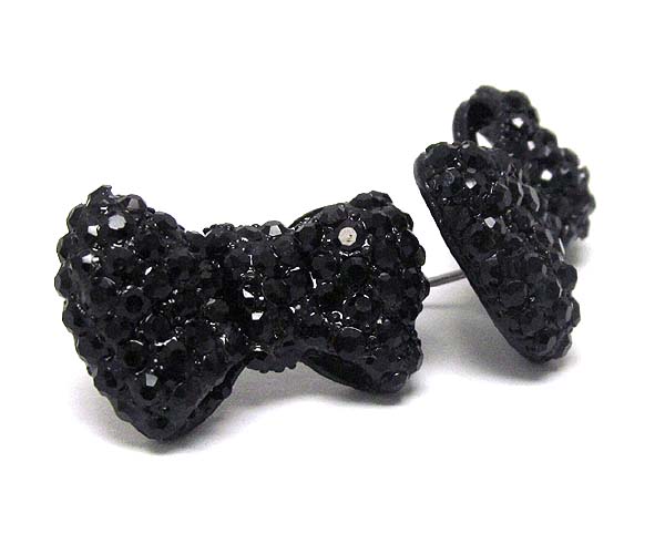 Crystal stud bow earring