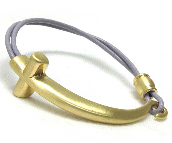 Metal scrtach cross with hook and cord bracelet