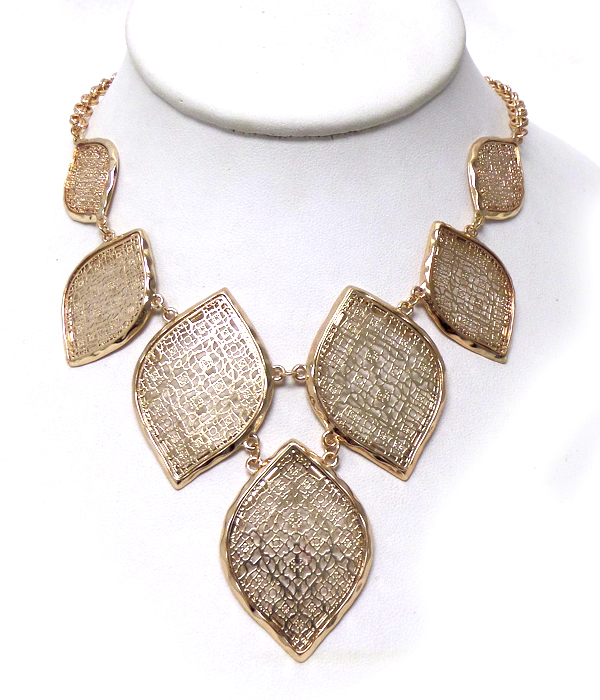 Metal filigree multi marquise shape link necklace