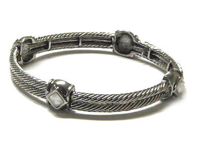 Dual line cable bangle with crystal stud