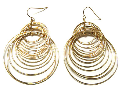 Multi metal hoop link drop earring - hoops