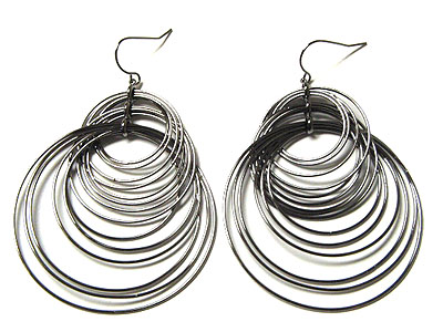 Multi metal hoop link drop earring - hoops