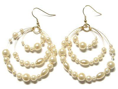 Triple pearl beads hoop earring - hoops