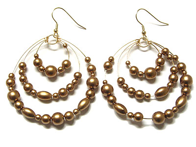 Triple pearl beads hoop earring - hoops