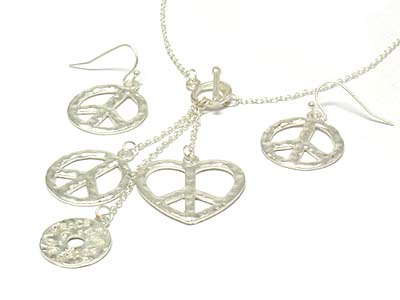 Simple style multi peace drop toggle necklace and earring set 