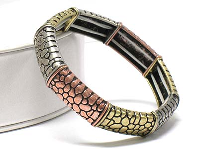 Animal skin pattern cast metal elastic bracelet 