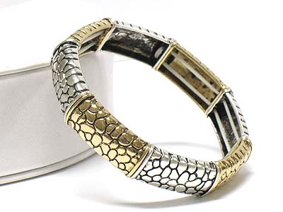 Animal skin pattern cast metal elastic bracelet 