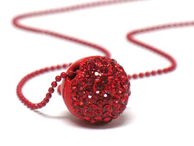 Made in korea whitegold plating crystal metal ball necklace