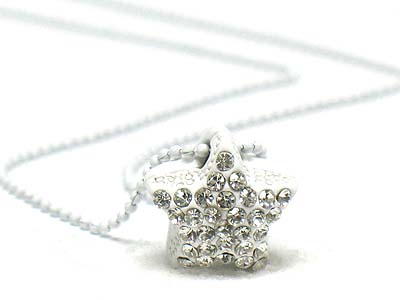 Made in korea whitegold plating crystal metal star necklace