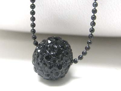 Crystal stud enamel metal ball pendant necklace