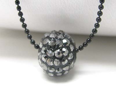 Crystal stud enamel metal ball pendant necklace